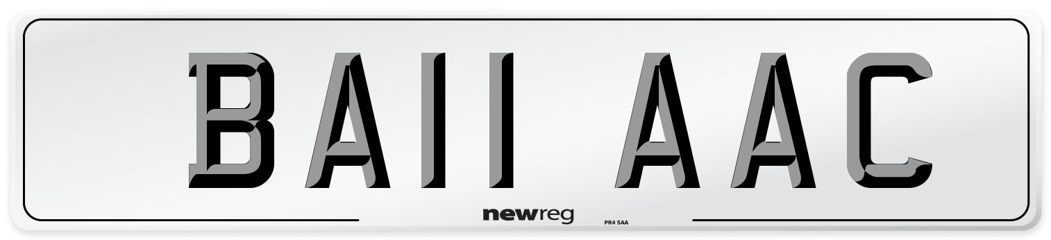 BA11 AAC Number Plate from New Reg